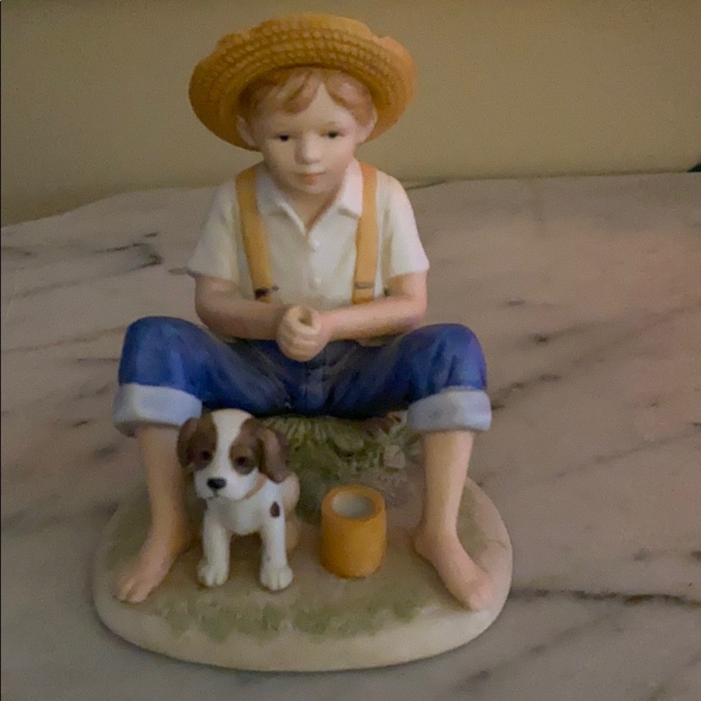 Little Boy and His Dog Figurine